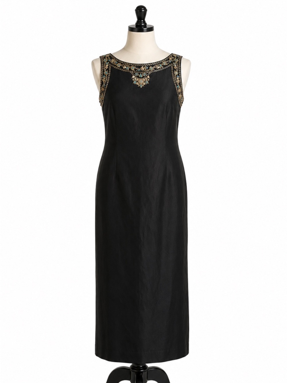 Jessica Howard Black Embellished Sheath Dress Sleeveless Beaded  Size 16